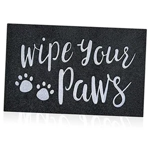Black Welcome Mat Funny Wipe Your Paws Doormat with 28"x18" Wipe You Paw&black - Picture 1 of 8