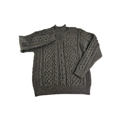 Orvis Cable Knit 1/4 Zip Irish Wool Sweater Men M Brown Chunky Fisherman Ireland - Image 1 of 4