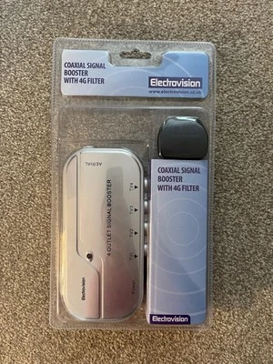 Electrovision T103EB Coaxial Signal Booster with 4G Filter - Silver - Image 1 of 3