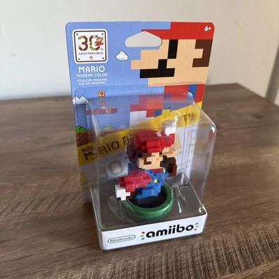 Estatueta Amiibo Super Mario Bros. 30º Aniversário 8-Bit Mario Cor Moderna NOVA - Imagem 1 de 2