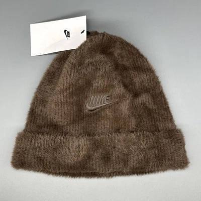NWT Nike Womens Peak Beanie Guava Ice Brown Soft Fuzzy Sock Hat Cap ($34 MSRP) - Image 1 of 4