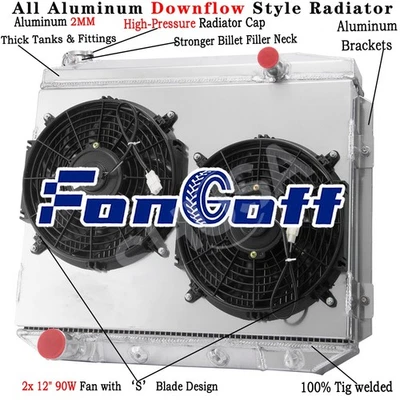 3 Row Radiator+Shroud Fan For 57,58 59 Ford Fairlane Ranchero/Mercury Montclair - Image 1 of 4