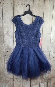Neu mit Etikett Smaragd Eisbecher marineblau gefüttert Tüll Rose kurzes festliches Kleid Größe 11 - Bild 1 von 22