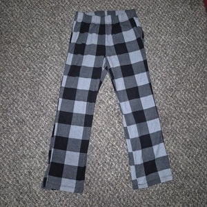 Plaid Black and Gray Lounge Pants Elastic Waist Size Large (10/12) Boys Girls - Picture 1 of 4