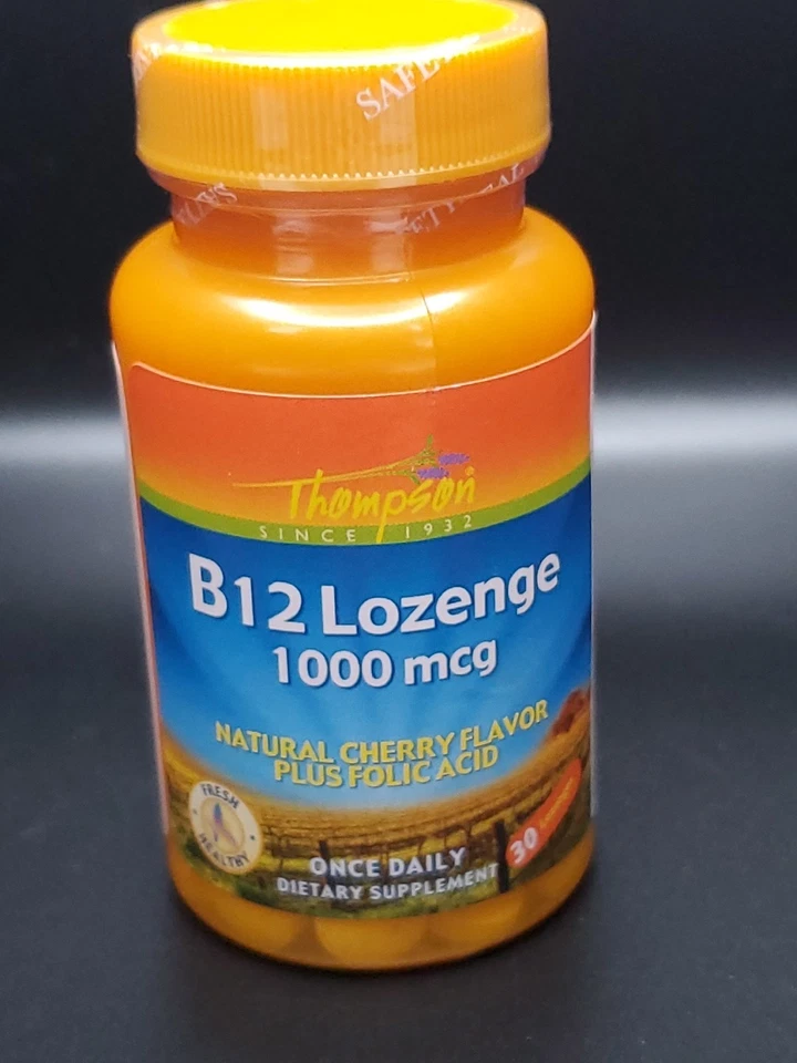 Thompson Nutritional B12 1000mcg Plus Folic Acid 30 Lozenge Exp 07/26 - Image 1 of 4
