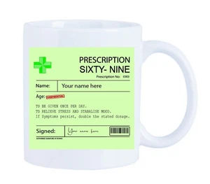 Prescription Mug Personalised Coffee Mug Tea Cup Doctor Gift Rude Funny Novelty - Picture 1 of 13