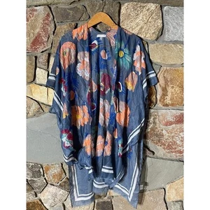 Woven Heart Women's Kimono. Floral Blue. Boho. One Size. beach summer - Picture 1 of 4