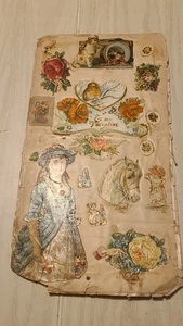 Antikes einzelnes Sammelalbum Seite 5 Sammelkarten und 16 Ausschnitte 15x8 doppelseitig  - Bild 1 von 12