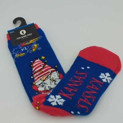 Calcetines de vacaciones para hombre grandes azules copos de nieve para pies desnudos KU Kansas University nuevos con etiquetas Foto 1 de 4