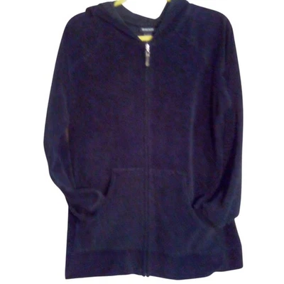 Moletom com capuz Avenue Terry zíper completo frontal manga longa bolso canguru tamanho 14/16 preto - Imagem 1 de 4