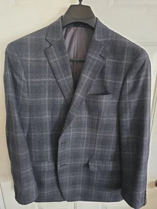 Ralph Lauren Men’s Blazer 44R Gray Plaid Wool Blend 2 Button Sport Coat Macy's - Picture 1 of 8