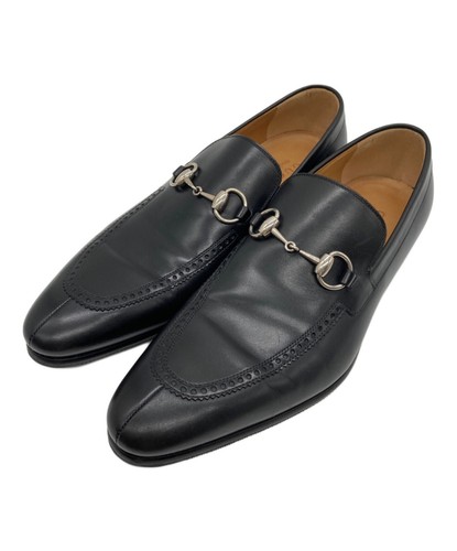 Gucci scarpe eleganti uomo mocassini pelle morso di cavallo nero UK6.5 US7 79274c