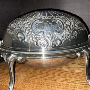 Antike versilberte Kuppelplatte Rollback Servierschale - Bild 1 von 16