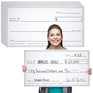 5 Pack Giant Check for Presentations, Awards, Prizes, Fundraisers, 30 x 16 In - Picture 1 of 10