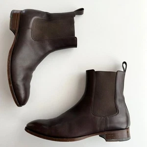 Gucci Chelsea Side Gore Snip Toe Dark Brown Leather Pull On Boots men 9 - Picture 1 of 15