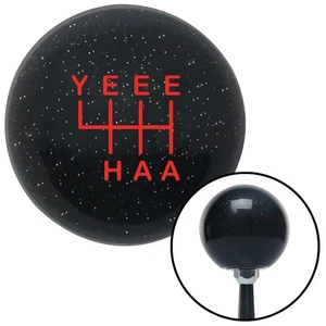 Red YeeeHaa 6 Speed Black Metal Flake Shift Knob w/ M16x1.5 Insert Shifter Auto - Picture 1 of 18