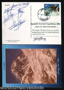 NEPAL SPAIN 1993 ANGRITA SHERPA SIGN MOUNT EVEREST EXPEDITION 8 TIME NEW RECORD - Picture 1 of 1