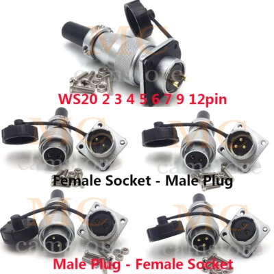 WEIPU WS20 2 3 4 5 6 7 9 12pin Aviation Metal Male Female Panel Cable Connector - Image 1 of 4
