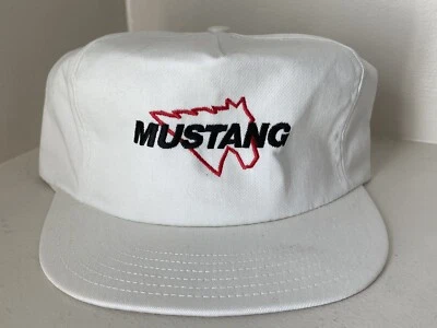 Gorra de camionero vintage Ford Mustang Snapback para hombre blanca roja hecha en EE. UU. década de 1990 nueva Foto 1 de 4