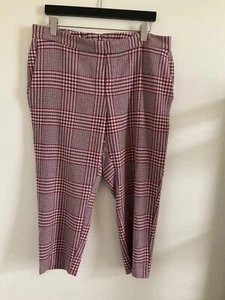 Old Navy Pink Plaid Pull On Elastic Waist Ankle Pants 14 Petite - Picture 1 of 2