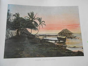 Océanie - Vue de Raïatéa La Plage Photochromie Gravure fin 19ème - Picture 1 of 1