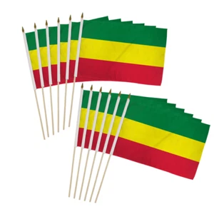 12pc Pack of Ethiopia 12x18in Handheld Country Stick Flags - Picture 1 of 2