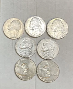 2001 , 2002 , 2003 , 2004 ( 2 ), 2005 ( 2 )- P Jefferson Nickels ( 7 coins ) - Picture 1 of 2