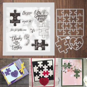Juego de troqueles y estampillas de corte de rompecabezas You Are My Missing Piece - Love You + - Imagen 1 de 24
