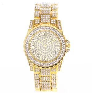 Mens Wrist Watch Frosted Ice Bling Luxury Wristwatch Fashion Rapper Jewelry New - Picture 1 of 7