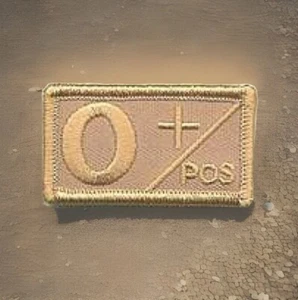 Blood Type O+ Positive Patch Tan Fits VELCRO® BRAND Fasteners - Picture 1 of 6