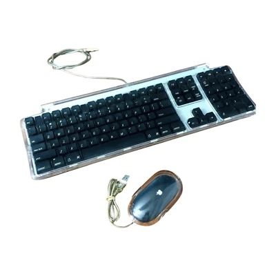 VINTAGE Apple Pro Keyboard M7803 and Pro Mouse M5769 Black/Clear - Image 1 of 4