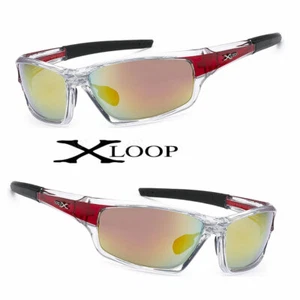 X-Loop Mens Womens Sport Fishing Surf Sunglasses Driving Red Fire Lens UV400 - Picture 1 of 2