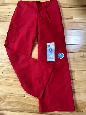NWT Red Uniform Pants By SB SCRUBS Low Rise Flare Leg Utility Pant Sz Med - Image 1 of 4