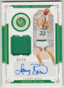 2020-21 Panini National Treasures Larry Bird Game Gear Gold Patch Auto 02/10 - Foto 1 di 2