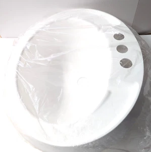 RecPro RV Lavatory Sink 20"X17" Bathroom Oval Sink White Single Bowl Plastic - Picture 1 of 6