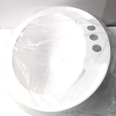 RecPro RV Lavatory Sink 20"X17" Bathroom Oval Sink White Single Bowl Plastic - Image 1 of 4