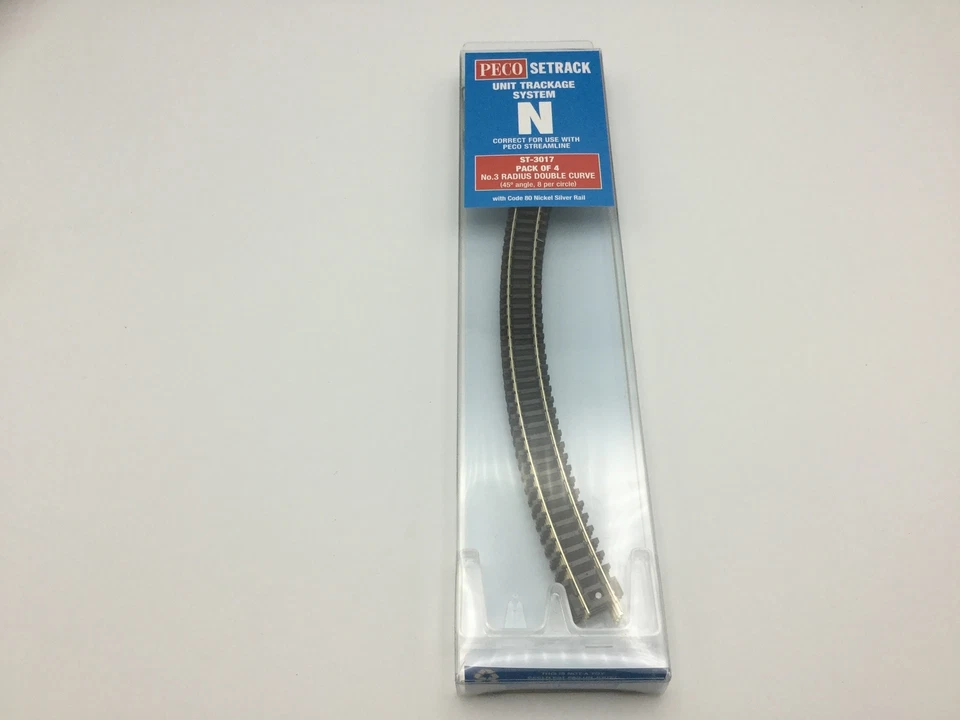 Peco ST3017 N Gauge Pack of 4 ST-17 3rd Radius Double Curve Track - Image 1 of 1