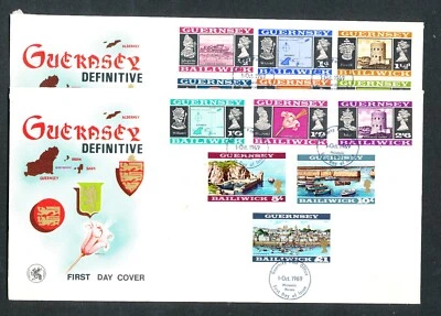 Rare Wessex 1969 Guernsey Definitives complete set on 2 Covers - Image 1 of 3