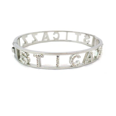 Bracciale Sticazzi Acciaio Inox Rigido da Donna con Scritta Zirconi Braccialetto - Immagine 1 di 4
