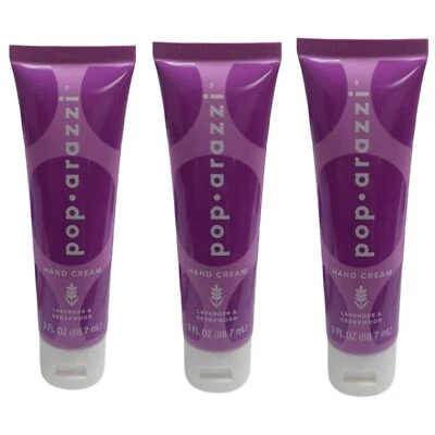 3 x Crema de Manos Hidratante Pop-arazzi - Lavanda y Madera de Cedro, 3 OZ Nueva, SELLADA Foto 1 de 3