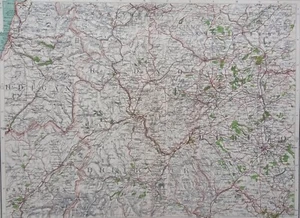 Mapa grande Brecon (Brecknock), Radnor & Herefordshire 1898. 125 años de antigüedad. Hereford - Imagen 1 de 5