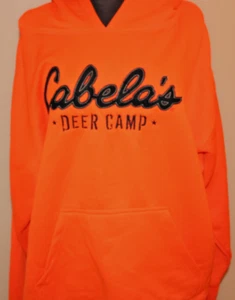 Cabela's Outdoors Orange Deer Camp Hooded Sweatshirt XL - Picture 1 of 4