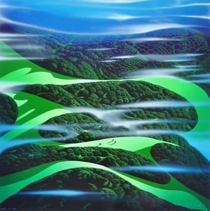 Eyvind Earle GREEN FIELDS 1994 Hand signed LARGE Serigraph Disney Artist art - Picture 1 of 6