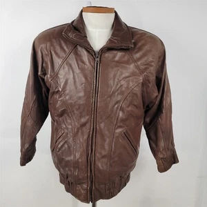 Vintage Andrew Marc Brown Leather Jacket Mens Size S - Picture 1 of 14