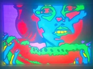 35mm Vintage 70s Slide Pluto Electronics Retro Pop Art girl Trippy Psychedelic - Picture 1 of 2
