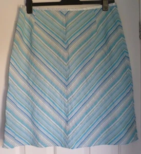 Ladies New Look Turquoise & White Striped Cotton Skirt Size 16 - Picture 1 of 3