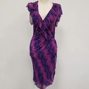 Diane Von Furstenberg Womens Silk Animal Snake Print Y2K Dress Size S Midi Event - Picture 1 of 8