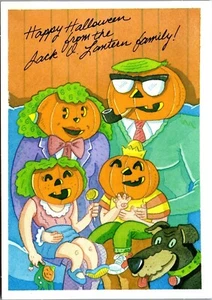 Hallmark Postcard Happy Halloween from the Jack O Lantern Family Unposted  - Picture 1 of 3