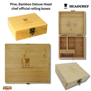 Headchef Smoker's Rolling Station Organiser Box LARGE Deluxe, Small Pine /bamboo - Picture 1 of 14