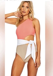 NWT- Beach Riot Coral and Tan One Piece Swimsuit Size Large - Picture 1 of 7